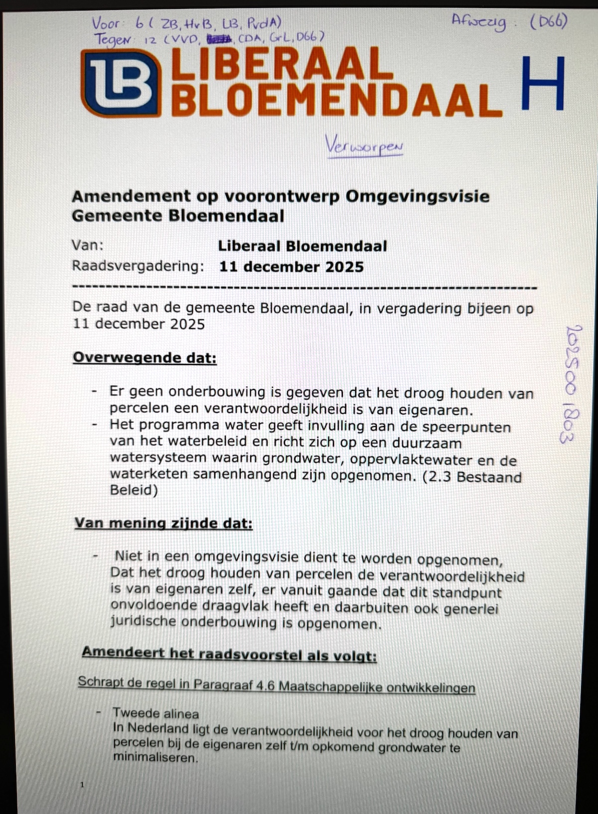 Amendement omgevingsvisie LB_HvB Amendement omgevingsvisie LB_HvB